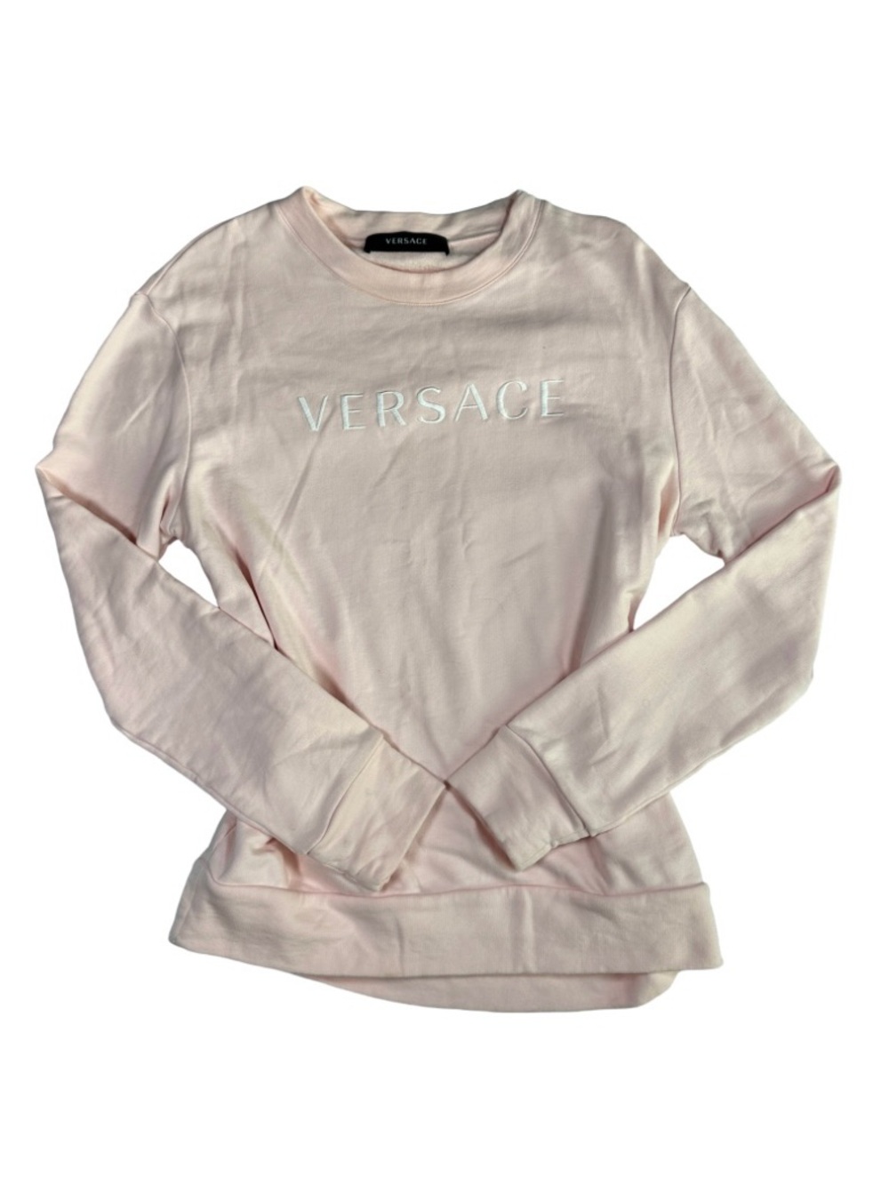 Versace Pale Pink Embroidered Name Crewneck Sweatshirt
